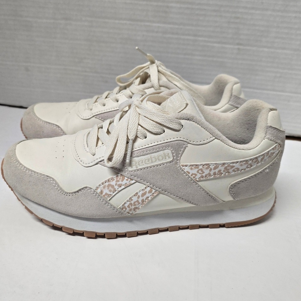 Reebok Royal Glide Women Cream Beige Leopard Print Sneakers 8.5 F